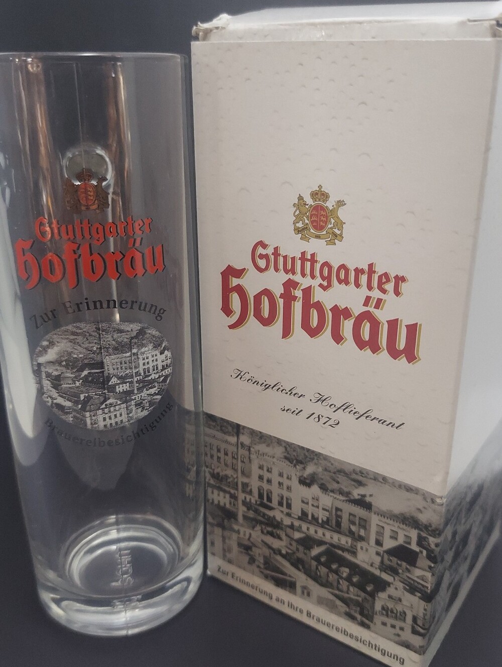 GTUTTGARTER HOFBRAU .3L BEER MUG GLASS Breweriana  Vintage W/Box Stuttgart - Picture 3 of 16